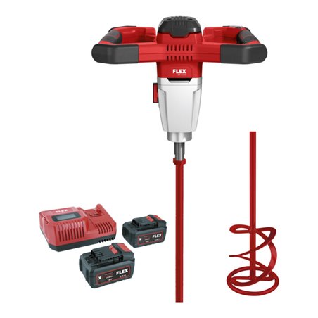 Flex Akku 2-Gang-Rührer MXE 18.0-EC/5.0 Set + HP2 120 mit 3-Stufen Drehzahlschalter 18,0 V