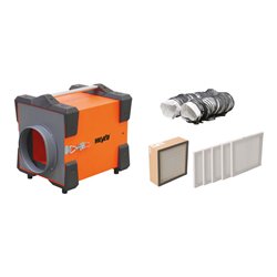 Master Luftreiniger Komplettpaket H - Heylo PF 1000, PF 1000 + Schlauch Ø 205 + Filter: 5 x G4, 1 x H14 (H-Klasse)