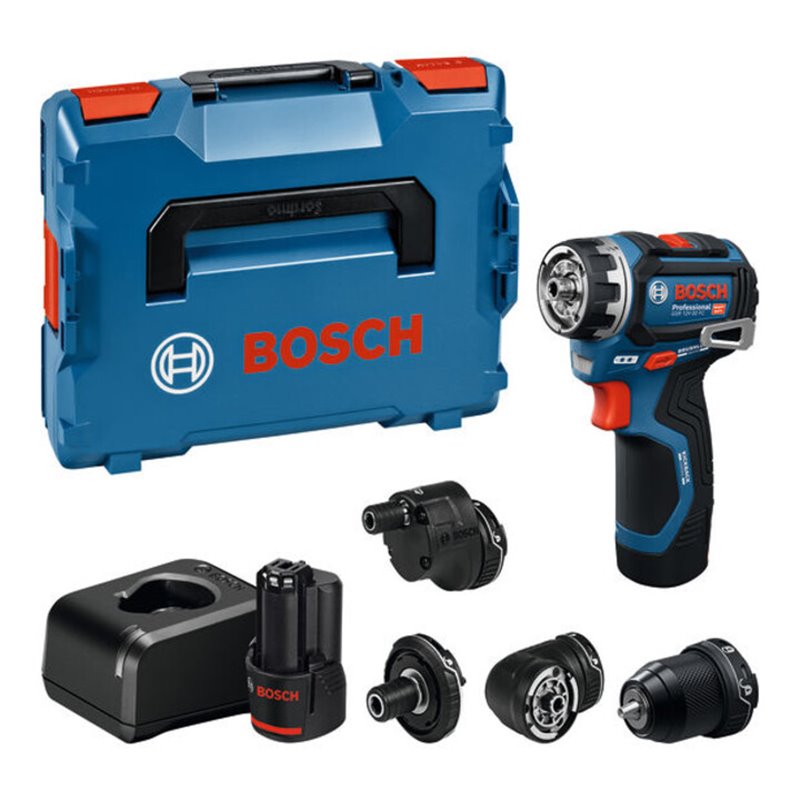 Bosch Schrauber GSR 12V-32 FC, 2x GBA 12V 2.0Ah, diverse Aufsätze, L-BOXX
