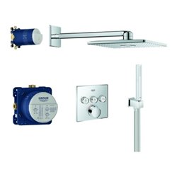 Grohe Fertigmontageset SmartControl Unterputz-Duschsystem, m 3 Absperrventil, eck., chr
