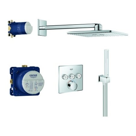 Grohe Fertigmontageset SmartControl Unterputz-Duschsystem, m 3 Absperrventil, eck., chr