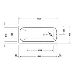 Duravit Whirlwanne Qatego 160x70cm, Air-Sys, EB-Version, 1 RS, we.