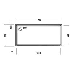 Duravit Rechteck-Duschwanne Starck Slimline 170x80x6cm, weiß