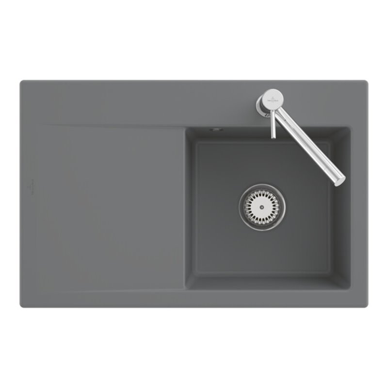 V&B Spüle Subway Style 45 Flat li, m Abl.garn, Exzenter, pure black