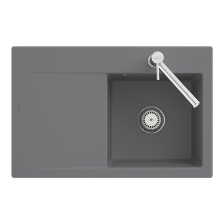 V&B Spüle Subway Style 45 Flat li, m Abl.garn, Exzenter, pure black