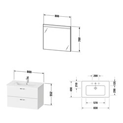 Duravit Möbel-Set XBase 83x49cm, WT, WTU 2 SchKa., Sp., graph ma