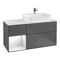 V&B Waschtischunterschrank Wandbeleuchtung Finion 120cm, Pl b m, Rg l si G m La, Ol m Lac