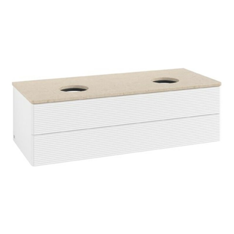 V&B Waschtischunterschrank mit Frontstruktur Antao 120x36x50cm, WBP-farbe botti., wh. m Lac