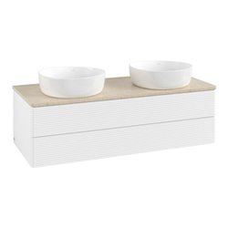 V&B Waschtischunterschrank mit Frontstruktur Antao 120x36x50cm, WBP-farbe botti., wh. m Lac