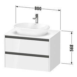 Duravit Waschtischunterschrank Ketho.2 80x55cm, ba m, Pl m 1 Ausschn, wandhängend