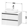 Duravit Waschtischunterschrank Ketho.2 80x55cm, ba m, Pl m 1 Ausschn, wandhängend