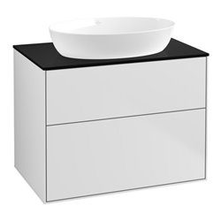 V&B Waschtischunterschrank Wandbeleuchtung Finion 80x60,3cm, Abd.-Pl. bla m, wh. m lacquer