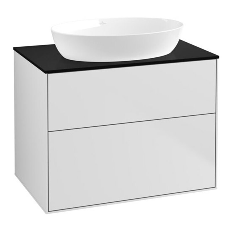 V&B Waschtischunterschrank Wandbeleuchtung Finion 80x60,3cm, Abd.-Pl. bla m, wh. m lacquer