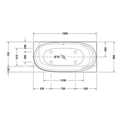 Duravit Badewanne Cape Cod 190x90x48,5cm, Eck re, 1 RS, weiß
