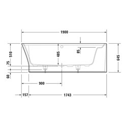 Duravit Badewanne Cape Cod 190x90x48,5cm, Eck re, 1 RS, weiß