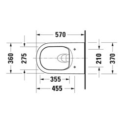 Duravit Wand-WC, Tiefspüler D-Code 37x57cm, 4,5 l, riml, w, o vorm. Scharn.
