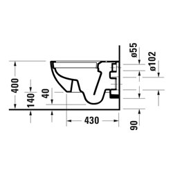 Duravit Wand-WC, Tiefspüler D-Code 37x57cm, 4,5 l, riml, w, o vorm. Scharn.