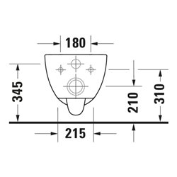 Duravit Wand-WC, Tiefspüler D-Code 37x57cm, 4,5 l, riml, w, o vorm. Scharn.