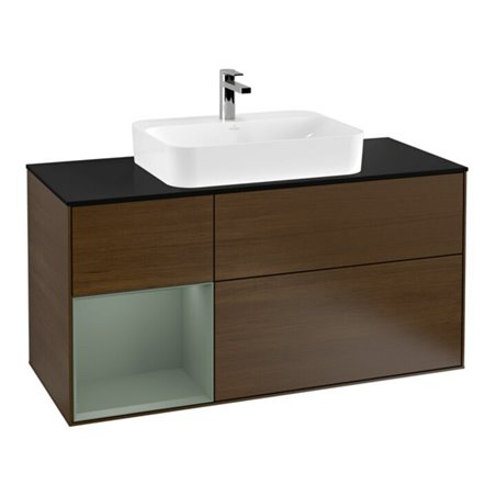 V&B Waschtischunterschrank Wandbeleuchtung Finion 120cm, Pl b m, Rg li Oli. m Lac, wal ven