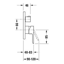 Duravit Fertigset UP-Brause-Einhebelmischer D-Code Keramikmisch., rd, mit Umstellung, chrom