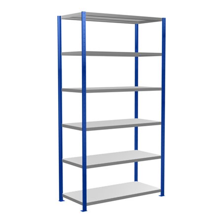 Schulte Grundregal Steckregal MULTIplus250 2500 x 1300 x 600 mm 6 Fachböden Kreuzstrebe RAL 5010 enzianblau/verzinkt