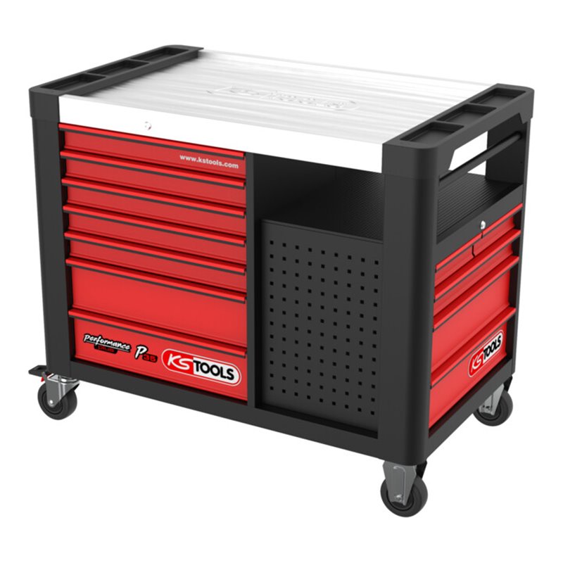 KS Tools PERFORMANCEplus P35 SCHWARZ/ROT Werkstattwagen mit 12 Schubladen