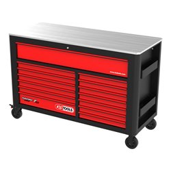 KS Tools PERFORMANCEplus P45 SCHWARZ/ROT Werkstattwagen mit 14 Schubladen