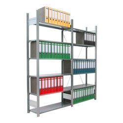 Regalwerk BERT Ordnerregal Anbaufeld HxBxT 2325x1005x600mm 7 Fachböden & 7 Ebenen
