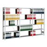 Regalwerk Standard Büroregal, Anbaufeld lichtgrau RAL 7035, 6 Stahlfachböden, Fachlast 150 kg, BxTxH 875x300x2000 mm