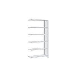 Regalwerk Standard Büroregal, Anbaufeld lichtgrau RAL 7035, mit Vollblechwänden, 6 Stahlfachböden, Fachlast 150 kg, BxT xH 875x3
