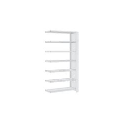 Regalwerk Standard Büroregal, Anbaufeld lichtgrau RAL 7035, mit Vollblechwänden, 7 Stahlfachböden, Fachlast 150 kg, BxT xH 1005x