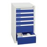 Stumpf Schubladenschrank Serie ESTA, 6 Schubladen enzianblau (4x100, 2x200mm)