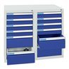 Stumpf Schubladenschrank Serie ESTA, 12 Schubladen enzianblau (8x100, 4x200mm)