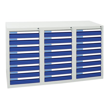 Stumpf Schubladenschrank Serie ESTA, 24 Schubladen enzianblau (24x100mm)