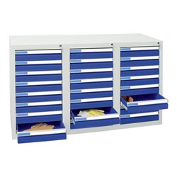Stumpf Schubladenschrank Serie ESTA, 24 Schubladen enzianblau (24x100mm)