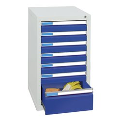 Stumpf Schubladenschrank Serie ESTA, 7 Schubladen enzianblau (6x100, 1x200mm)