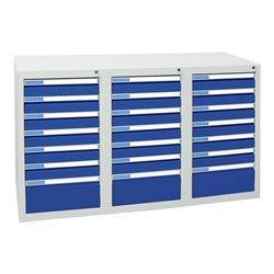 Stumpf Schubladenschrank Serie ESTA, 21 Schubladen enzianblau (18x100, 3x200mm)