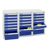 Stumpf Schubladenschrank Serie ESTA, 21 Schubladen enzianblau (18x100, 3x200mm)