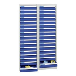 Stumpf Schubladenschrank Serie ESTA, 34 Schubladen enzianblau (34x100mm)