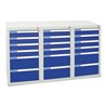 Stumpf Schubladenschrank Serie ESTA, 18 Schubladen enzianblau (12x100, 6x200mm)