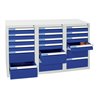 Stumpf Schubladenschrank Serie ESTA, 18 Schubladen enzianblau (12x100, 6x200mm)