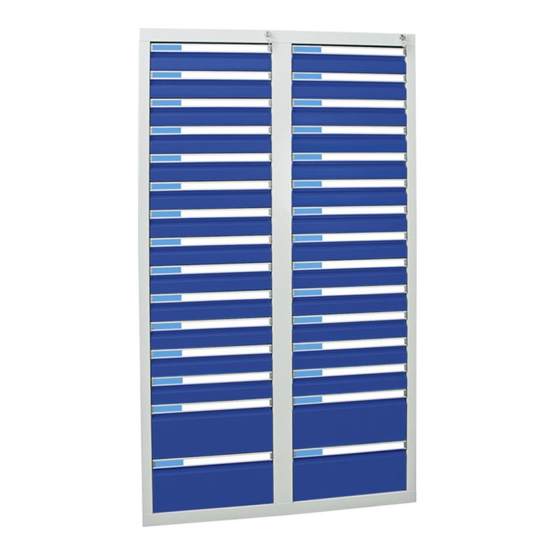 Stumpf Schubladenschrank Serie ESTA, 30 Schubladen enzianblau (26x100, 4x200mm)