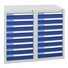 Stumpf Schubladenschrank Serie ESTA, 16 Schubladen enzianblau (16x100mm)