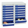 Stumpf Schubladenschrank Serie ESTA, 16 Schubladen enzianblau (16x100mm)