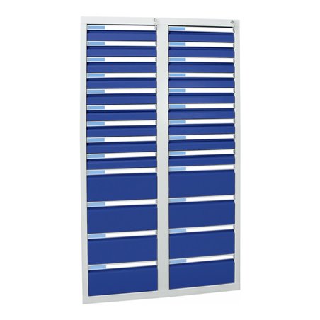 Stumpf Schubladenschrank Serie ESTA, 26 Schubladen enzianblau (18x100, 8x200mm)