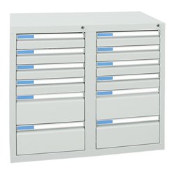 Stumpf Schubladenschrank Serie ESTA, 12 Schubladen lichtgrau (8x100, 4x200mm)