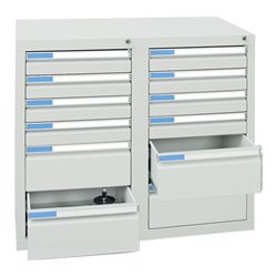 Stumpf Schubladenschrank Serie ESTA, 12 Schubladen lichtgrau (8x100, 4x200mm)
