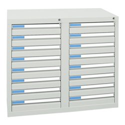 Stumpf Schubladenschrank Serie ESTA, 16 Schubladen lichtgrau (16x100mm)