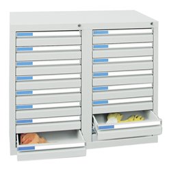 Stumpf Schubladenschrank Serie ESTA, 16 Schubladen lichtgrau (16x100mm)