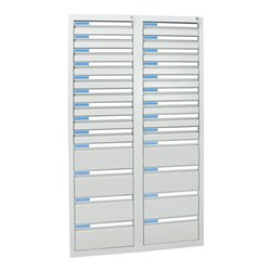 Stumpf Schubladenschrank Serie ESTA, 26 Schubladen lichtgrau (18x100, 8x200mm)